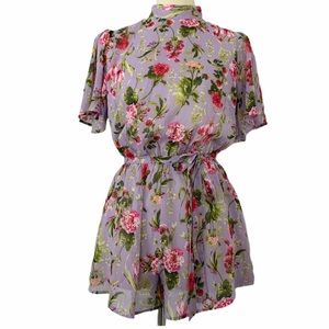 F21 Lilac Purple Flower Short Romper